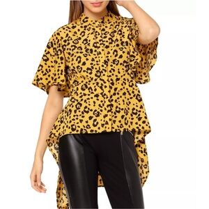 Leopard Print Peplum Blouse